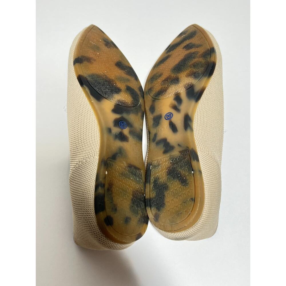 Pointed Toe Women's Flats in Beige with Subtle Blue Trim - Picture 6 of 7